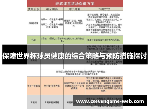 保障世界杯球员健康的综合策略与预防措施探讨